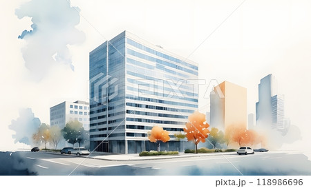 事務所ビルの建築パース、建築イラスト 118986696