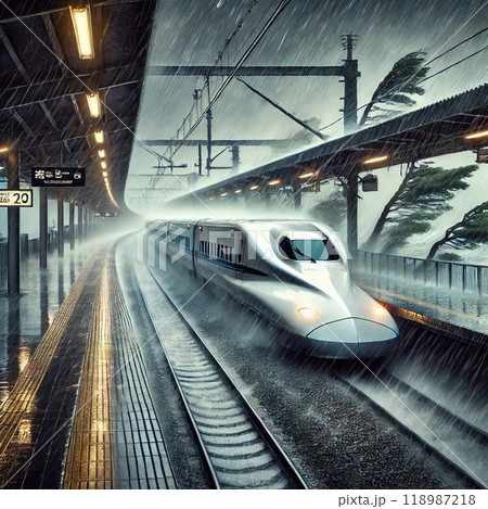 台風と新幹線 118987218