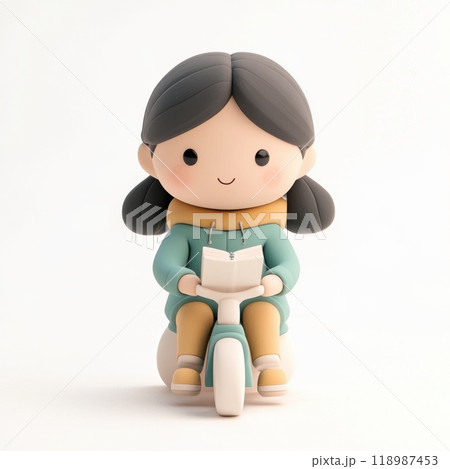 little woman with with a bicycle little woman with with a bicycle 118987453