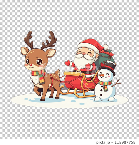 聖誕老人和馴鹿騎著雪橇 118987759
