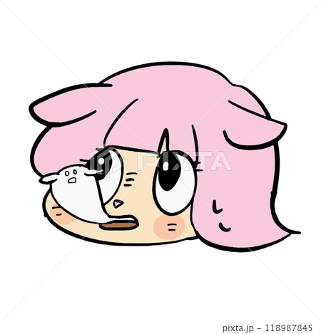 ピンク色の可愛いゆるキャラの表情豊かな手描きイラスト素材 ピンク色の可愛いゆるキャラの表情豊かな手描きイラスト素材 118987845