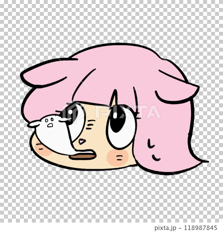 ピンク色の可愛いゆるキャラの表情豊かな手描きイラスト素材 ピンク色の可愛いゆるキャラの表情豊かな手描きイラスト素材 118987845