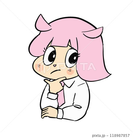 ピンク色の可愛いゆるキャラの表情豊かな手描きイラスト素材のイラスト