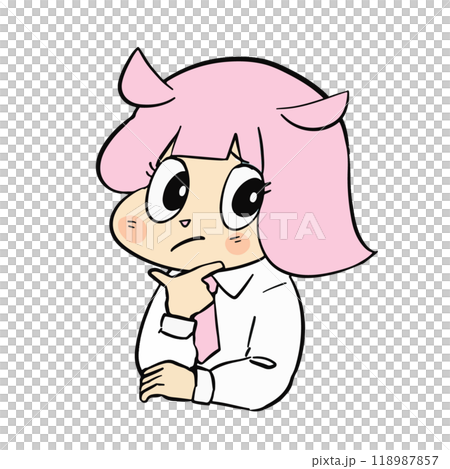 ピンク色の可愛いゆるキャラの表情豊かな手描きイラスト素材のイラスト