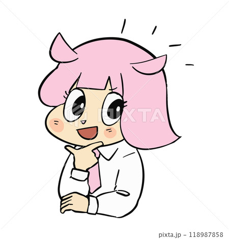 ピンク色の可愛いゆるキャラの表情豊かな手描きイラスト素材 ピンク色の可愛いゆるキャラの表情豊かな手描きイラスト素材 118987858