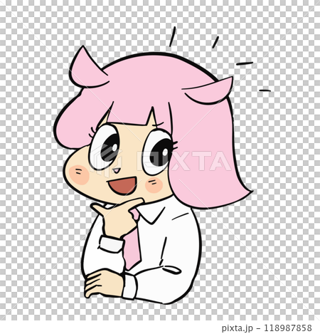 ピンク色の可愛いゆるキャラの表情豊かな手描きイラスト素材 ピンク色の可愛いゆるキャラの表情豊かな手描きイラスト素材 118987858