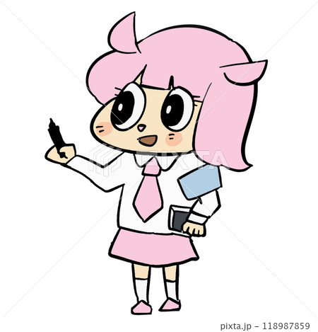 ピンク色の可愛いゆるキャラの表情豊かな手描きイラスト素材 ピンク色の可愛いゆるキャラの表情豊かな手描きイラスト素材 118987859
