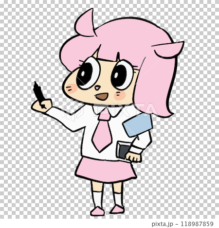 ピンク色の可愛いゆるキャラの表情豊かな手描きイラスト素材 ピンク色の可愛いゆるキャラの表情豊かな手描きイラスト素材 118987859