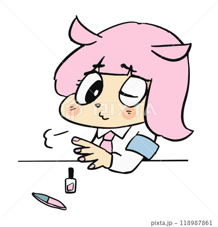 ピンク色の可愛いゆるキャラの表情豊かな手描きイラスト素材のイラスト