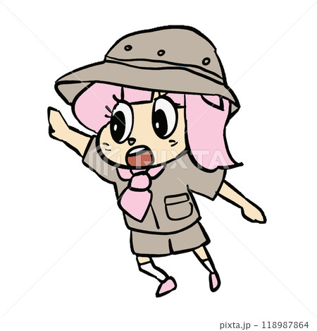 ピンク色の可愛いゆるキャラの表情豊かな手描きイラスト素材 ピンク色の可愛いゆるキャラの表情豊かな手描きイラスト素材 118987864