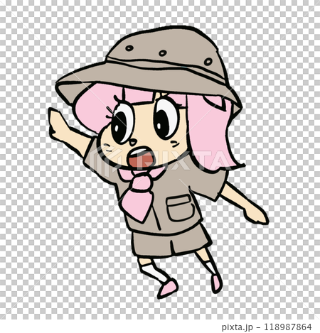 ピンク色の可愛いゆるキャラの表情豊かな手描きイラスト素材 ピンク色の可愛いゆるキャラの表情豊かな手描きイラスト素材 118987864
