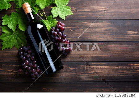 red wine bottle and bunch of grapes red wine bottle and bunch of grapes 118988194