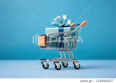 shopping cart with flowers 118988207