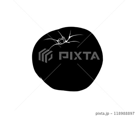 りんごのシルエットイラスト（白フチあり） 118988897