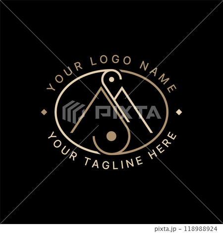 Logo design graphic concept creative abstract premium vector stock initial MS or SM line font yin yang infinity. Related to monogram typography brand 118988924