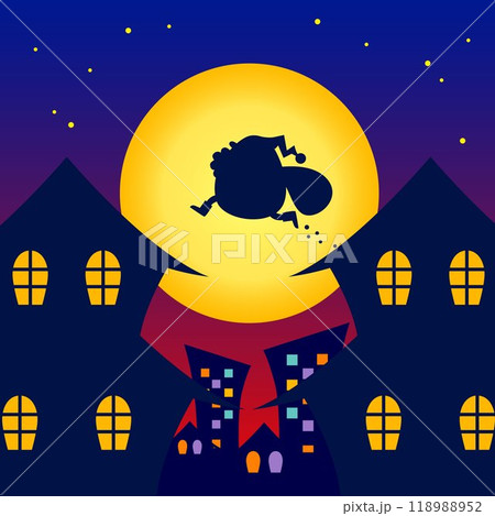 夜の街を駆け回るサンタクロース 118988952