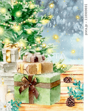 雪景色とクリスマスギフト 118989691