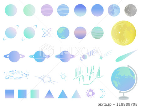 宇宙モチーフのイラストセット 挿絵 背景イラスト 宇宙モチーフのイラストセット 挿絵 背景イラスト 118989708