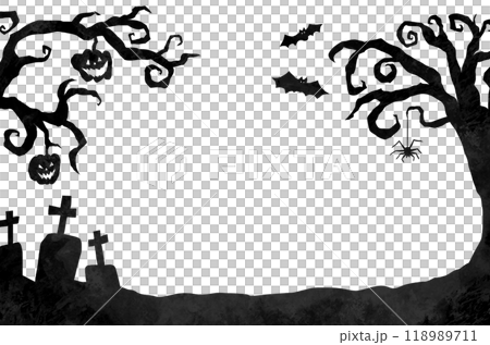 Cutout style Halloween image silhouette background frame material 118989711