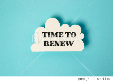 A white cloud with the words time to renew written in black 118991140