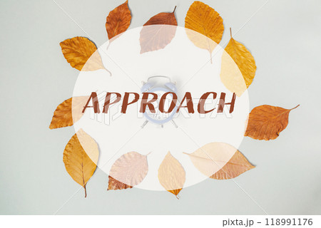 A circle of leaves with the word Approach written in the center A circle of leaves with the word Approach written in the center 118991176