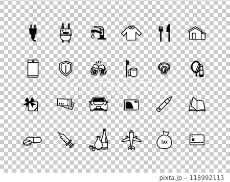 與家庭支出相關的圖示集單色類型 118992113