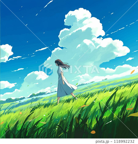 歩く女性の後ろ姿のイラスト素材 [118992232] - PIXTA
