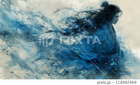 墨絵風の侍イラスト,Generative AI AI画像 墨絵風の侍イラスト,Generative AI AI画像 118992469