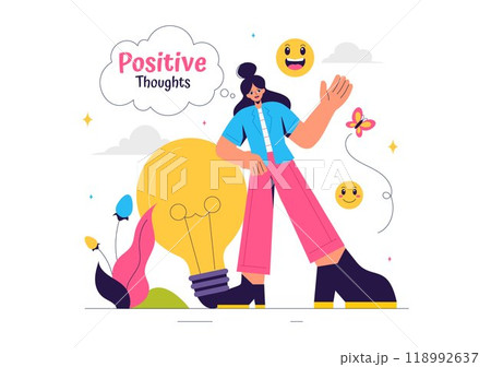 Positive Thoughts Vector Illustration featuring...のイラスト素材 [118992637 ...