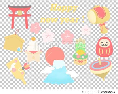 可愛的新年插畫素材 118993053
