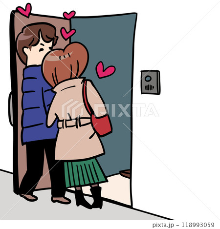 部屋に入る男女は浮気現場の現行犯！ 118993059