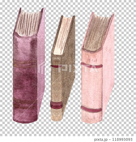 Pink and gold hardcover books set isolated on white. Hand painted in watercolor. Thick book spine high quality illustration perfect for library, bookstore, school learning, labels, logo decor design Pink and gold hardcover books set isolated on white. Hand painted in watercolor. Thick book spine high quality illustration perfect for library, bookstore, school learning, labels, logo decor design 118993093