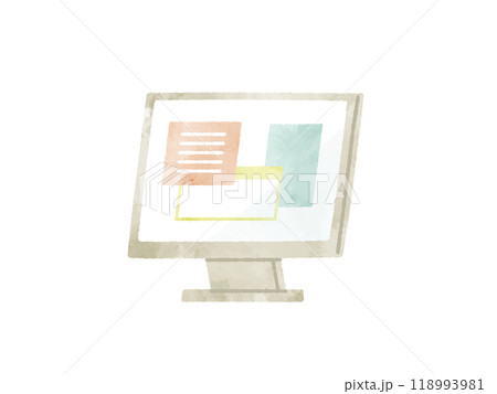 ファイルが開いているパソコンモニター-水彩 118993981