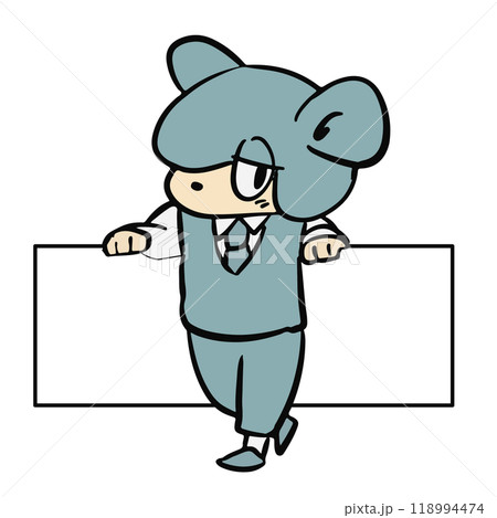 水色の可愛いゆるキャラの表情豊かな手描きイラスト素材 118994474