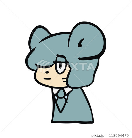 水色の可愛いゆるキャラの表情豊かな手描きイラスト素材 118994479