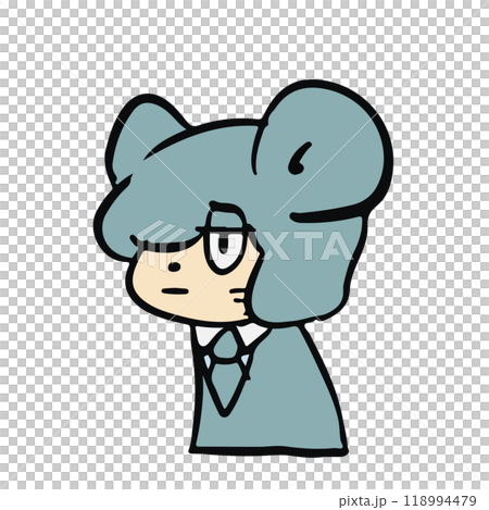 水色の可愛いゆるキャラの表情豊かな手描きイラスト素材 118994479