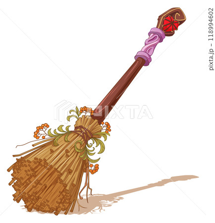 Broom with long wooden handle witch accessory for halloween Broom with long wooden handle witch accessory for halloween 118994602