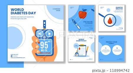 World Diabetes Day Social Media Post Flat Cartoon Style Background Illustration World Diabetes Day Social Media Post Flat Cartoon Style Background Illustration 118994742