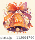 Cute Christmas Bells - Neon Watercolor Cartoon Design 118994790