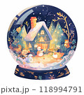 Cute Snow Globe - Neon Watercolor Christmas Scene 118994791