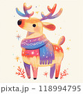 Cute Reindeer Figurine - Neon Watercolor Doodle Style 118994795