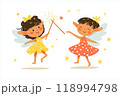 Tiny Fairies with Wands - Minimal Cartoon Kid Style 118994798