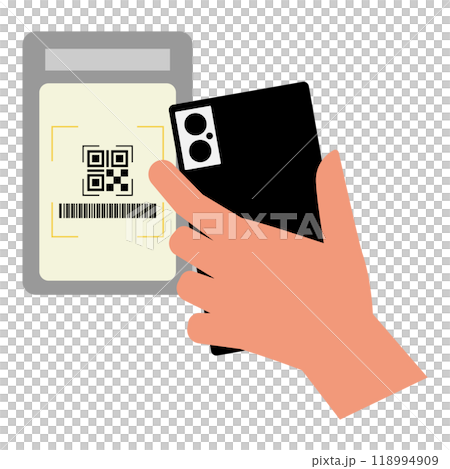 Illustration of making cashless payment with a smartphone 118994909