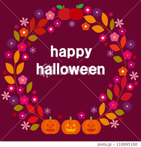 ハッピーハロウィーン　happy halloween　かぼちゃ　りんご　秋 118995180