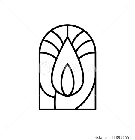Candle vector line art logo aesthetics design Elegant Spa Icon. Soothing Light Symbol for Wellness and Relaxation. 118996550