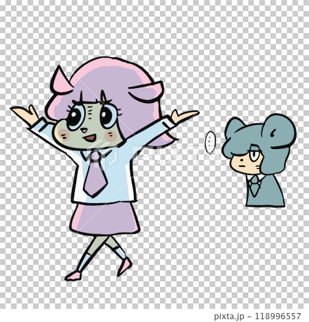 可愛いゆるキャラの表情豊かな手描きイラスト素材 118996557
