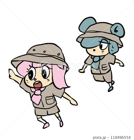 可愛いゆるキャラの表情豊かな手描きイラスト素材 118996558