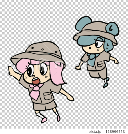 可愛いゆるキャラの表情豊かな手描きイラスト素材 118996558