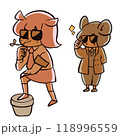 可愛いゆるキャラの表情豊かな手描きイラスト素材 118996559