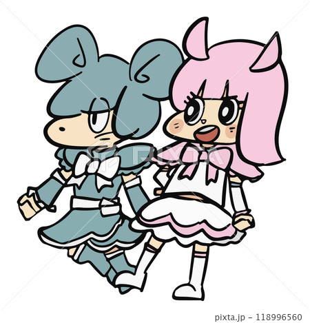 可愛いゆるキャラの表情豊かな手描きイラスト素材 118996560